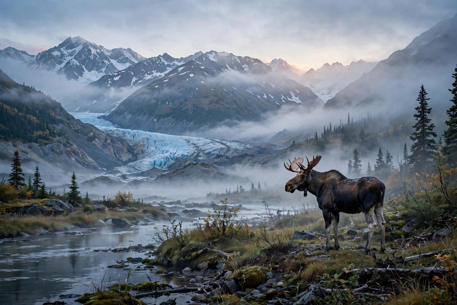 Facts about Alaska: Denali mountain reflected in an alpine lake under the midnight sun